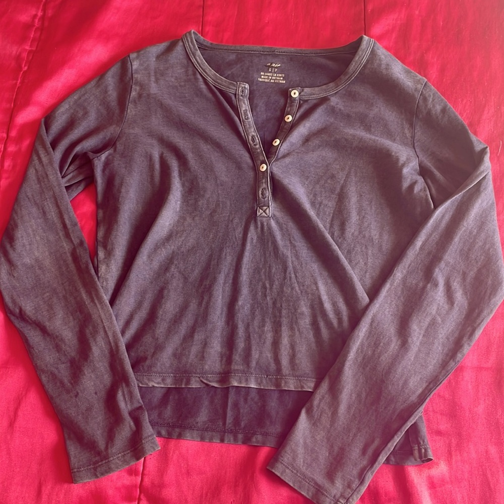 Aerie Rusty Blue Crop Long Sleeve